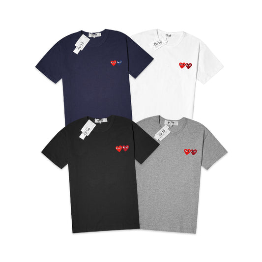 CDG Play Double Hearts Patch T-Shirt