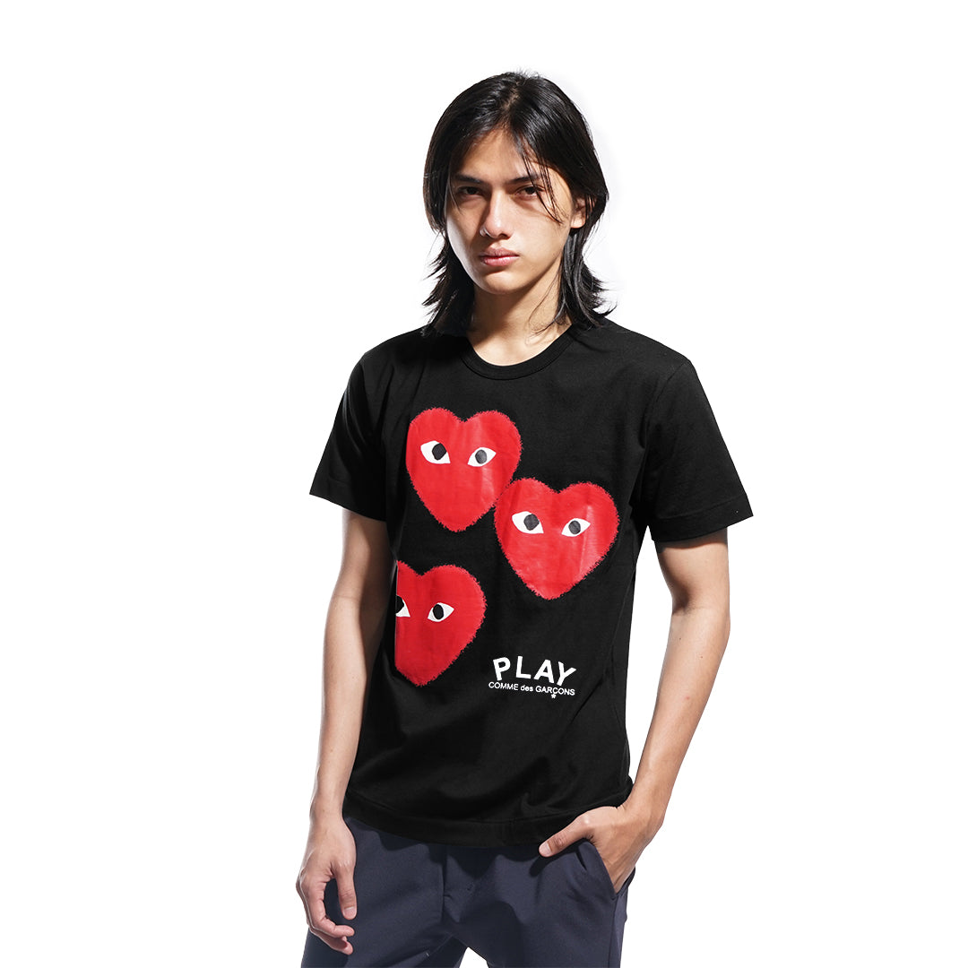 CDG Play Triple Splash Hearts T-Shirt
