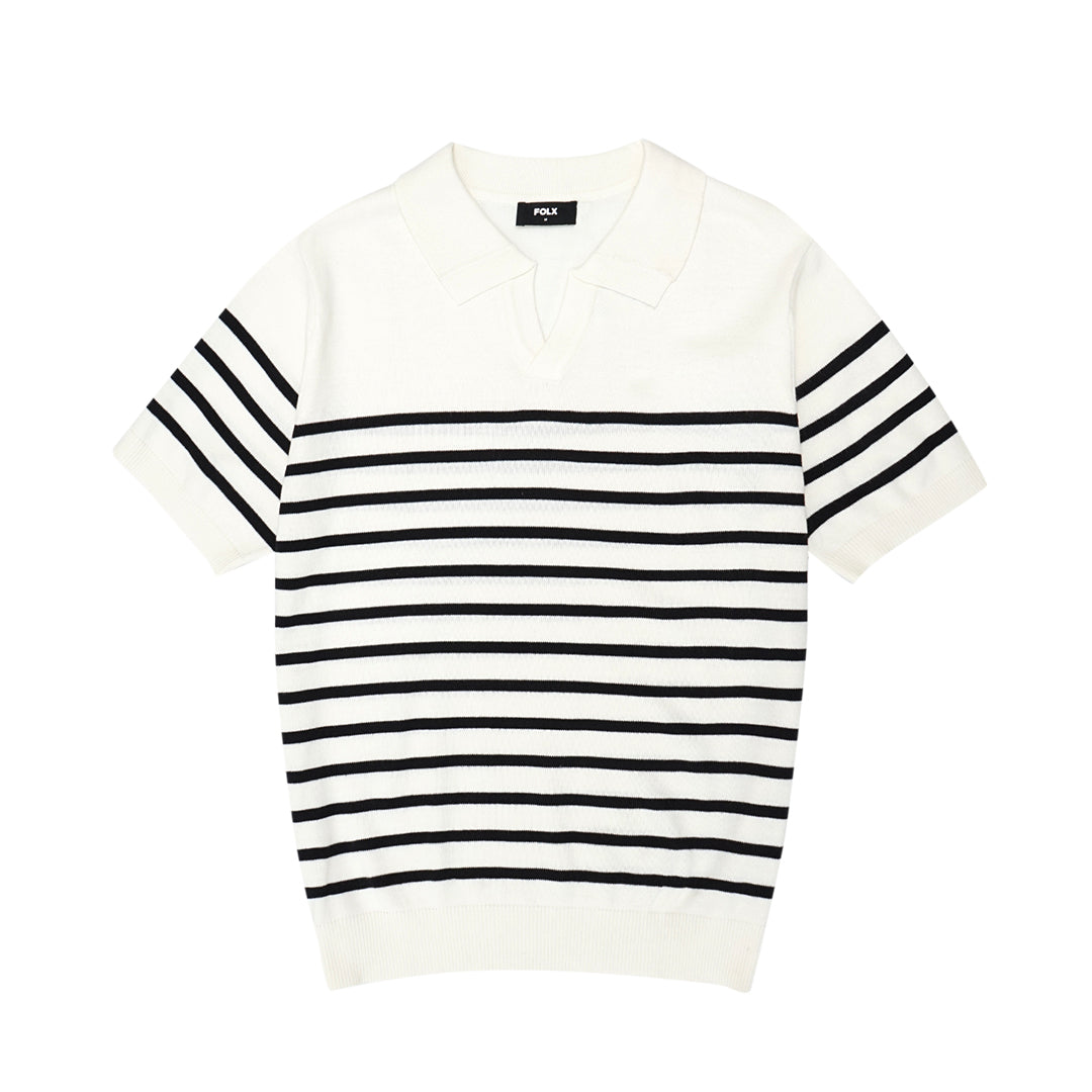 FOLX Striped Knit Polo Shirt