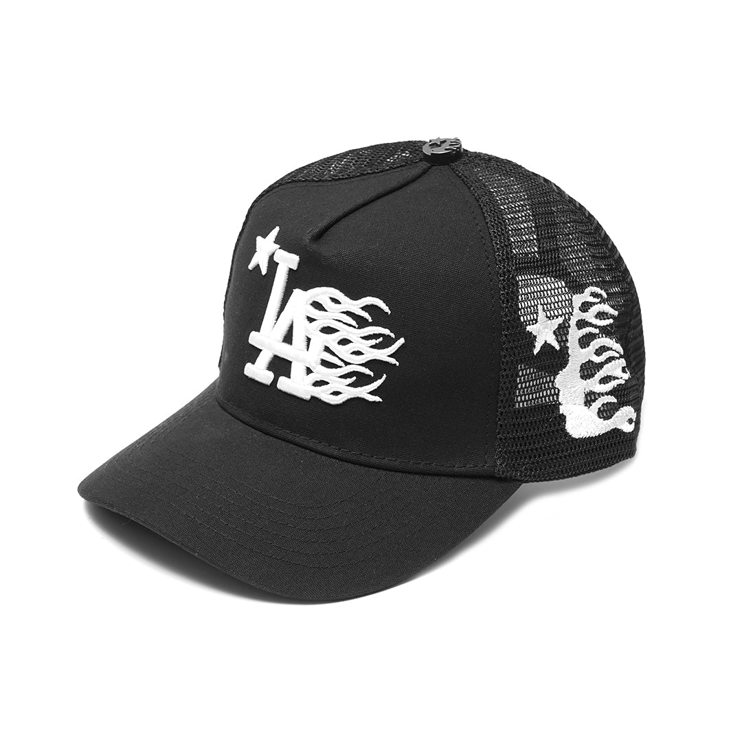 Hellstar White Logo Mesh Trucker Baseball Cap