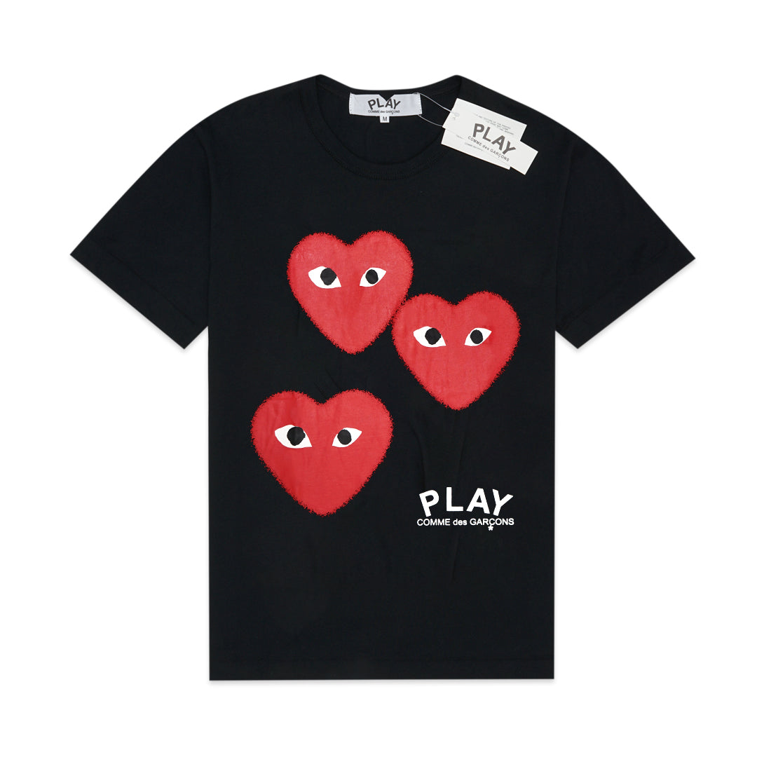 CDG Play Triple Splash Hearts T-Shirt