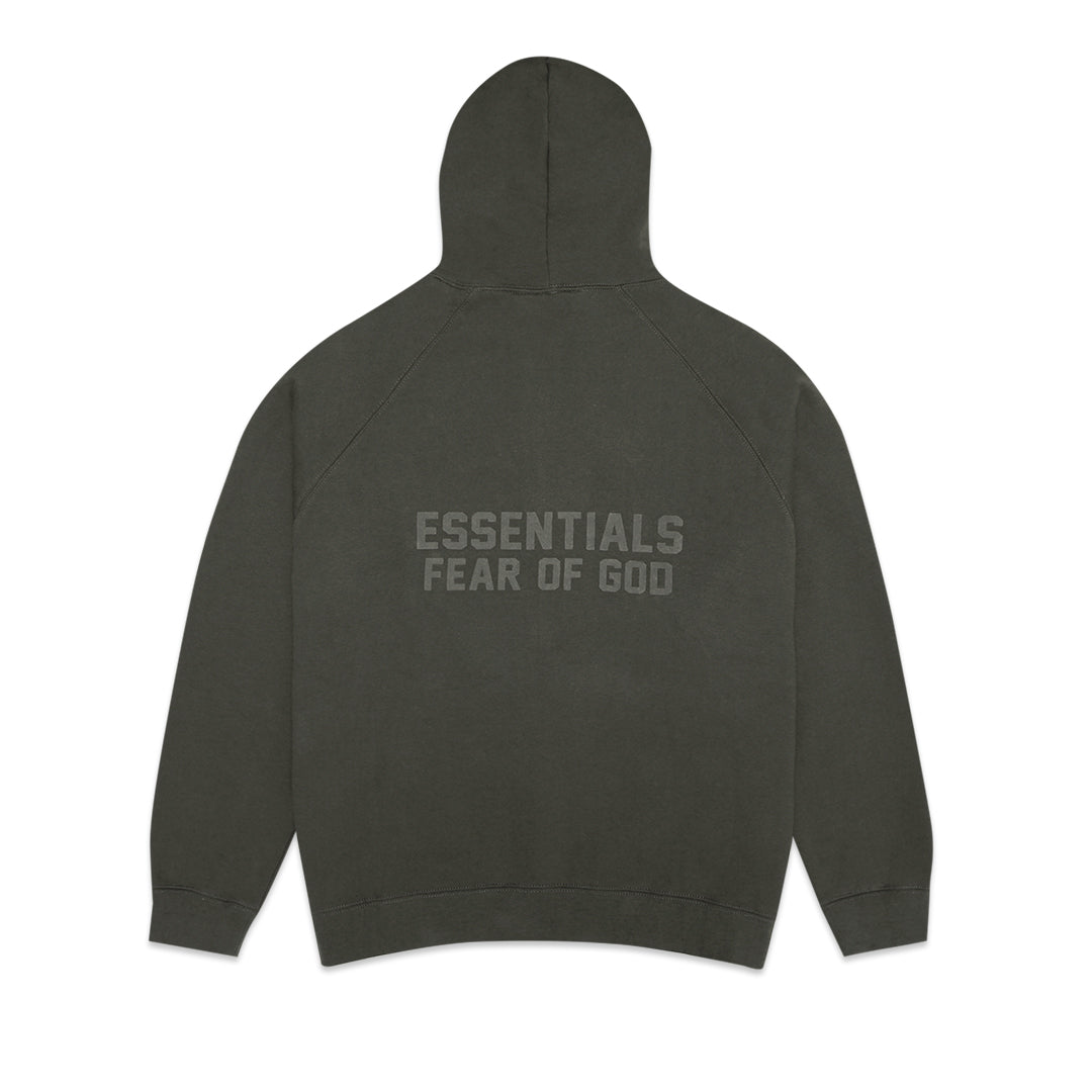 FOG Essentials Back Solid Velvet Text Zip-Up Hoodie