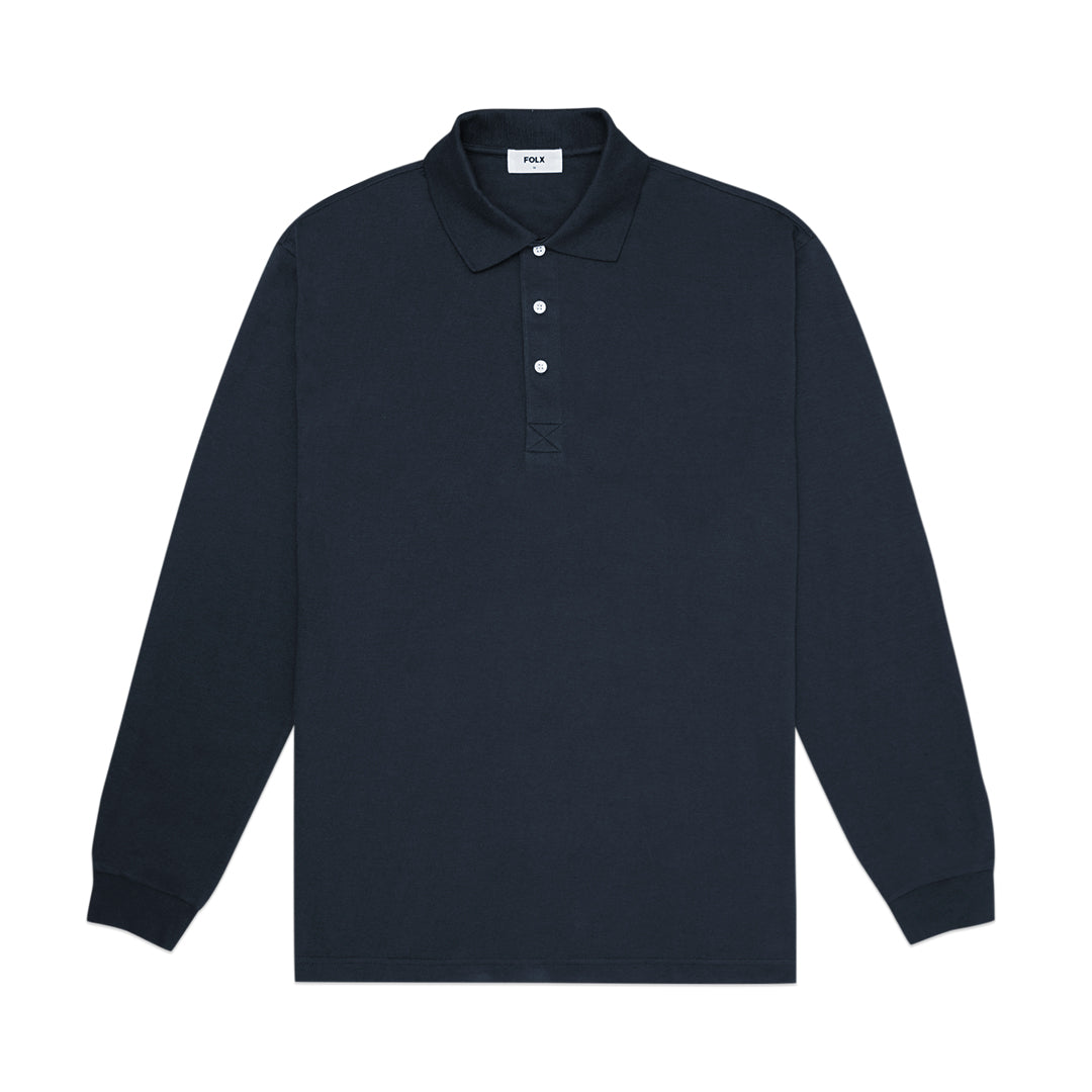 FOLX Basic Pique Long Sleeve Polo Shirt