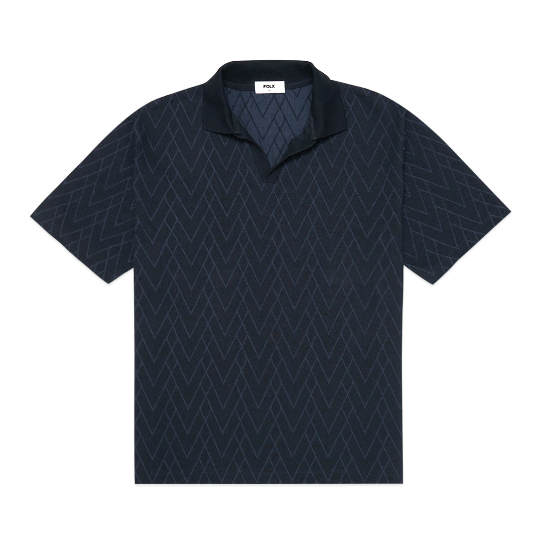 FOLX Jacquard V Pattern Polo Shirt