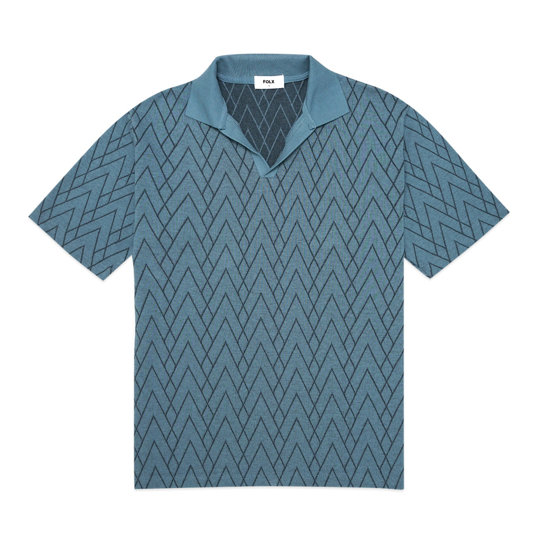 FOLX Jacquard V Pattern Polo Shirt