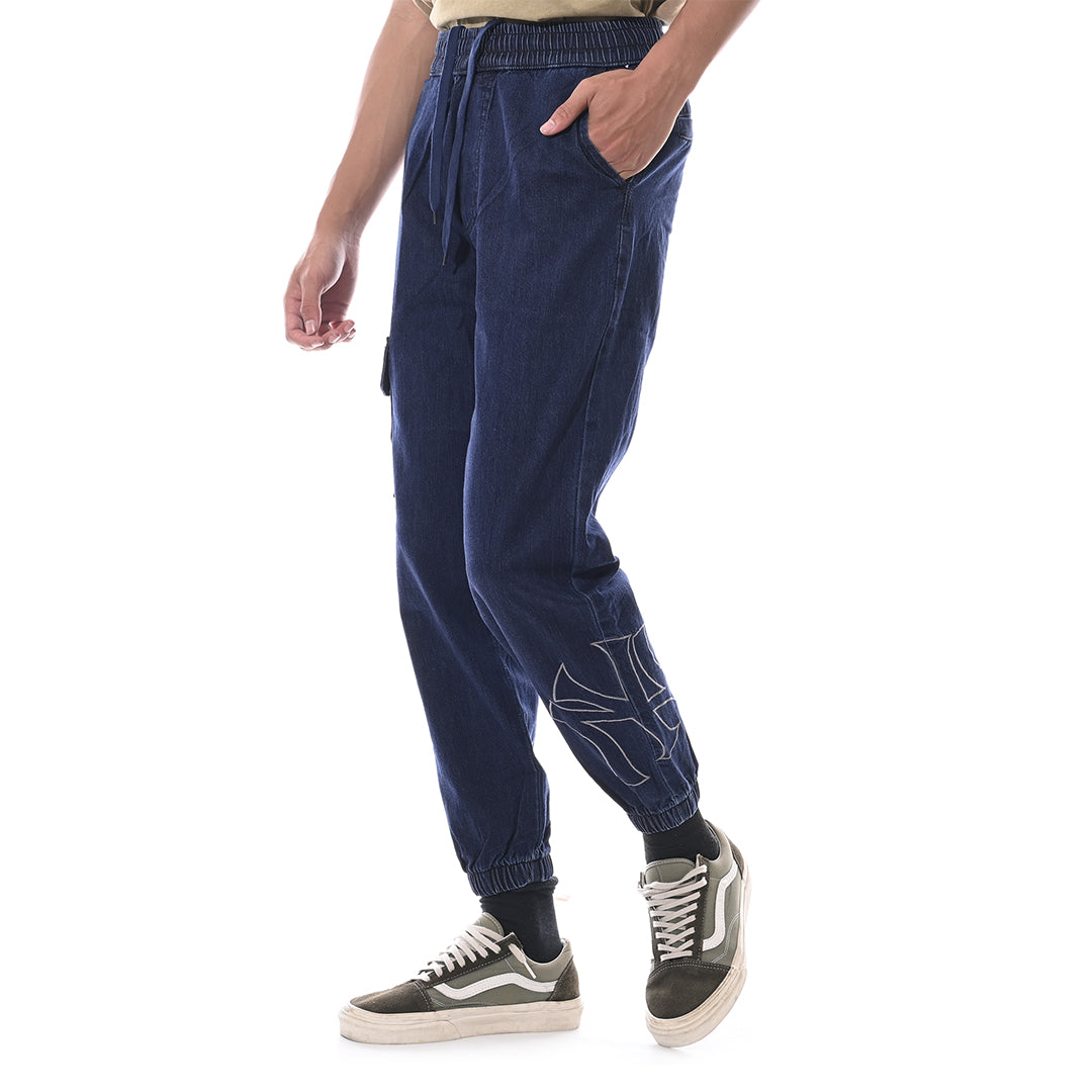 M7B Bottom Logo Denim Cargo Jogger Pants