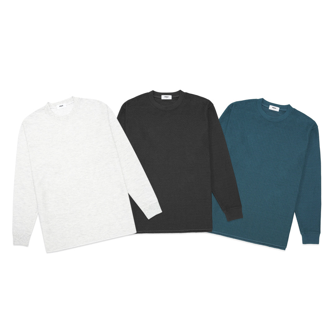 FOLX Waffle Pattern Long Sleeve T-Shirt