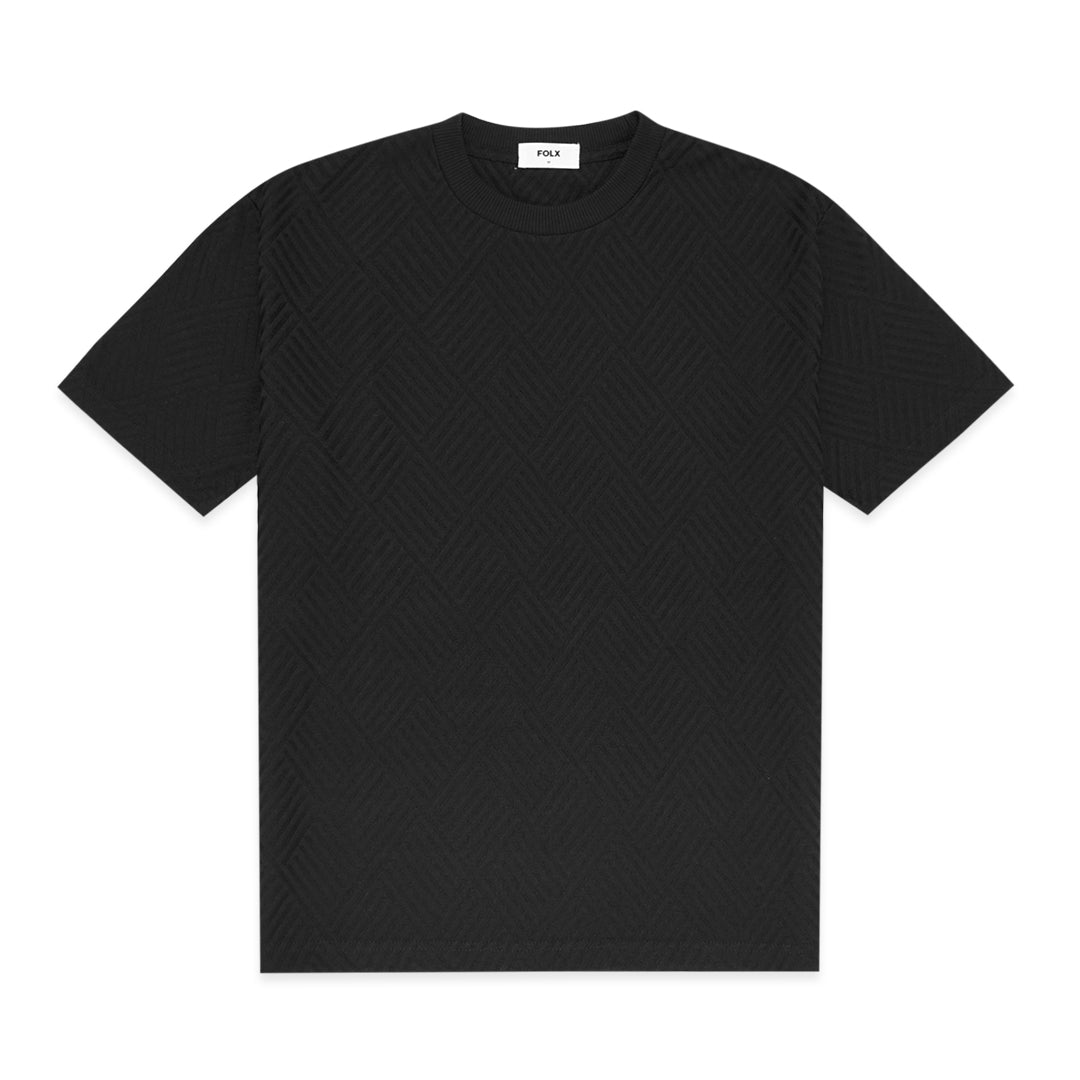 FOLX Jacquard Diamond Slash Textured T-Shirt