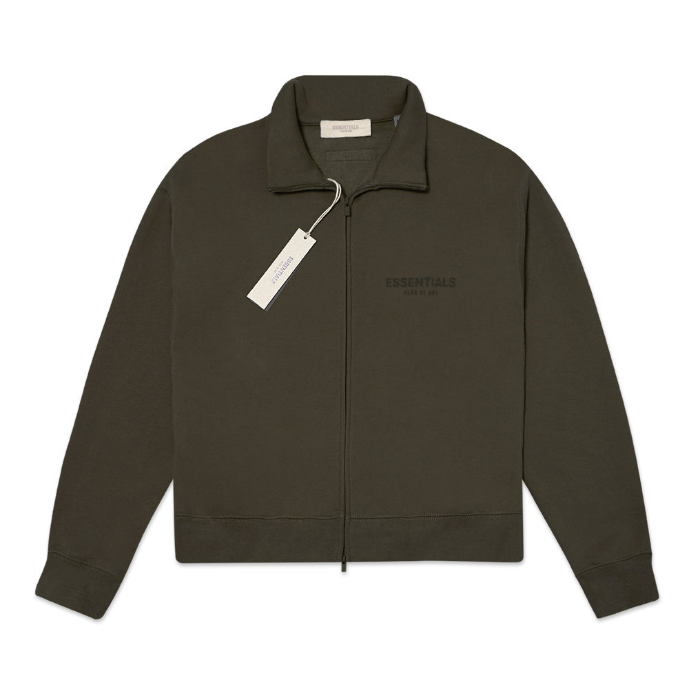 FOG Essentials Chest Solid Velvet Text Full-Zip Jacket