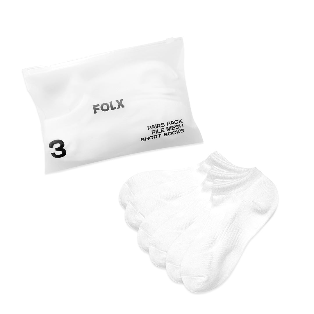 FOLX Pile Mesh Short Socks 3-Pair Pack