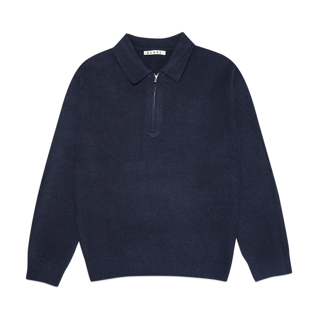 Suare Half Zip-Up Faux-Wool Knit Jacket