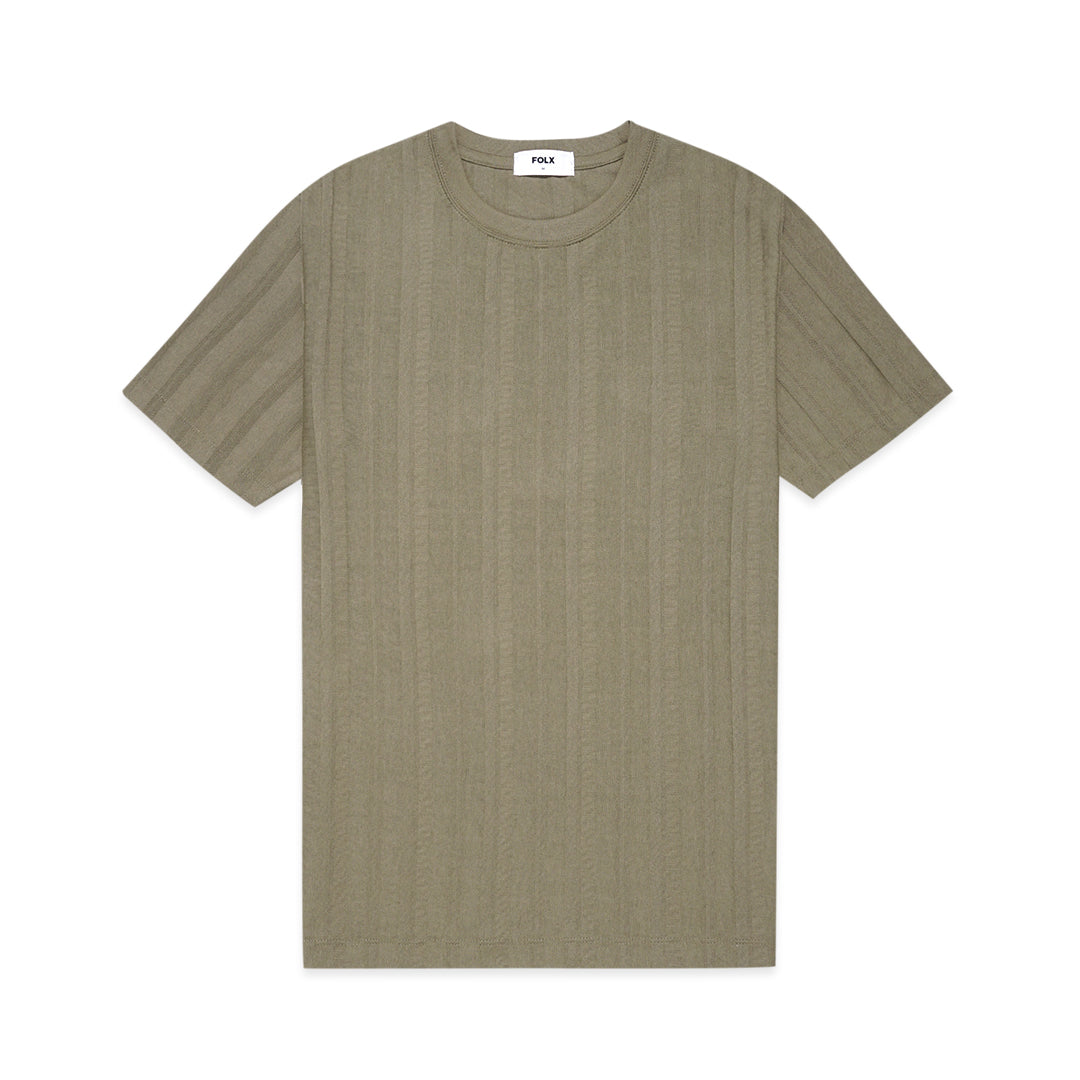 FOLX Solid Striped Textured T-Shirt