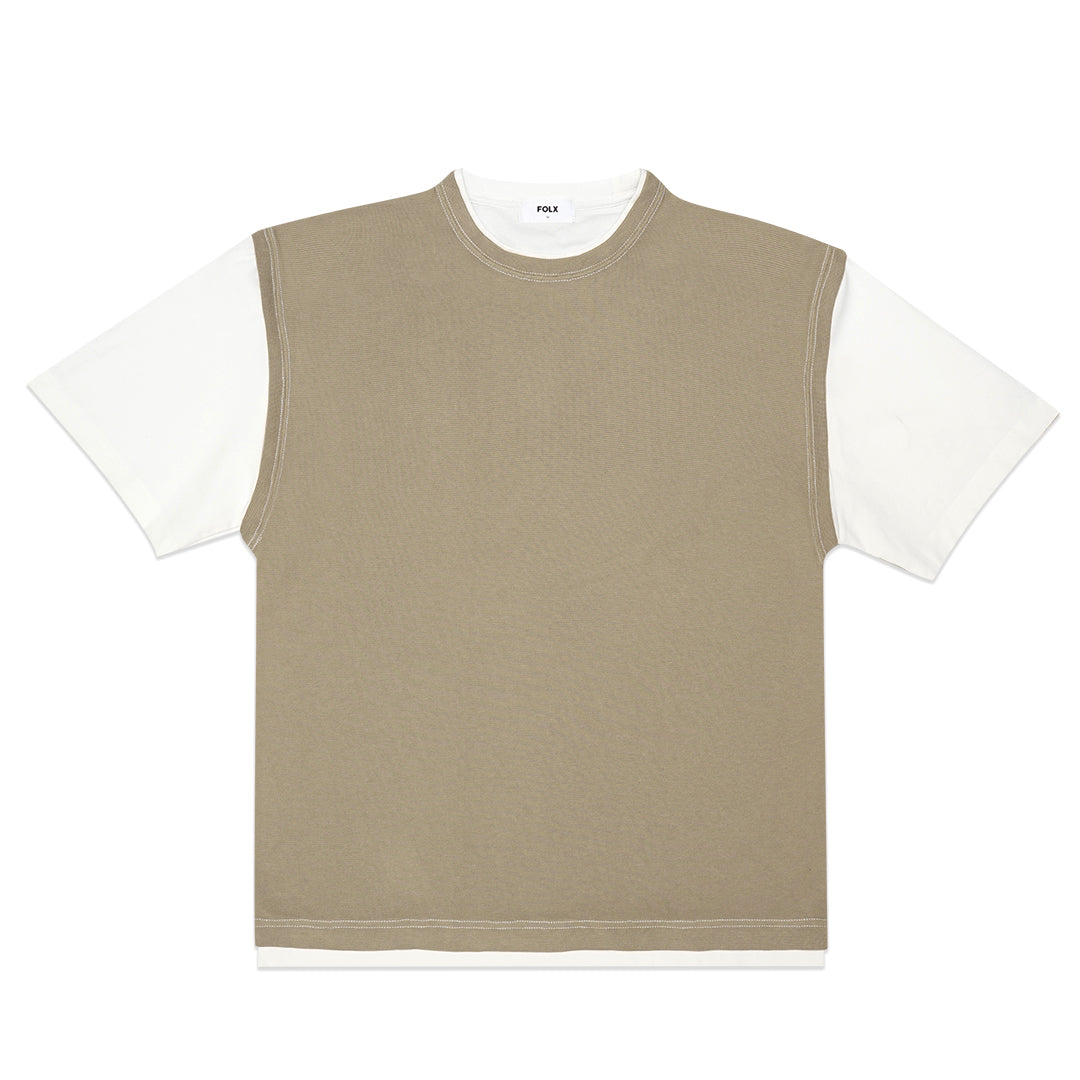 FOLX Faux Layered White Sleeve T-Shirt