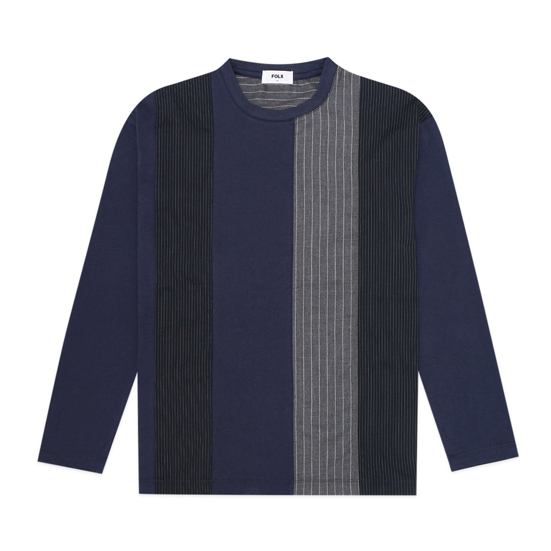 FOLX Vertical Patchwork Long Sleeve T-Shirt