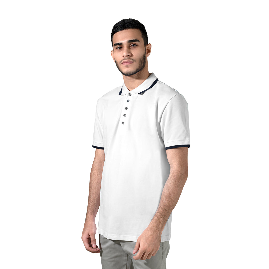 Philip Roth Stripe Collar Polo Shirt White
