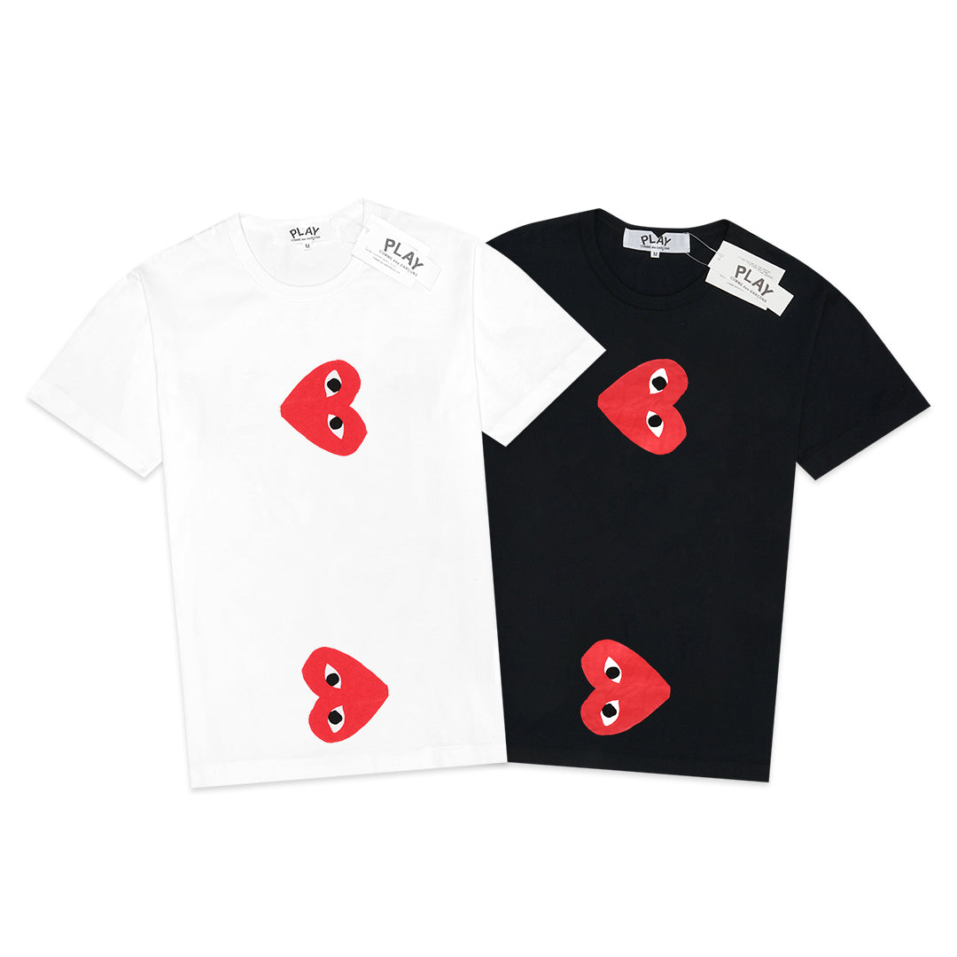 CDG Play Double Vertical Hearts T-Shirt