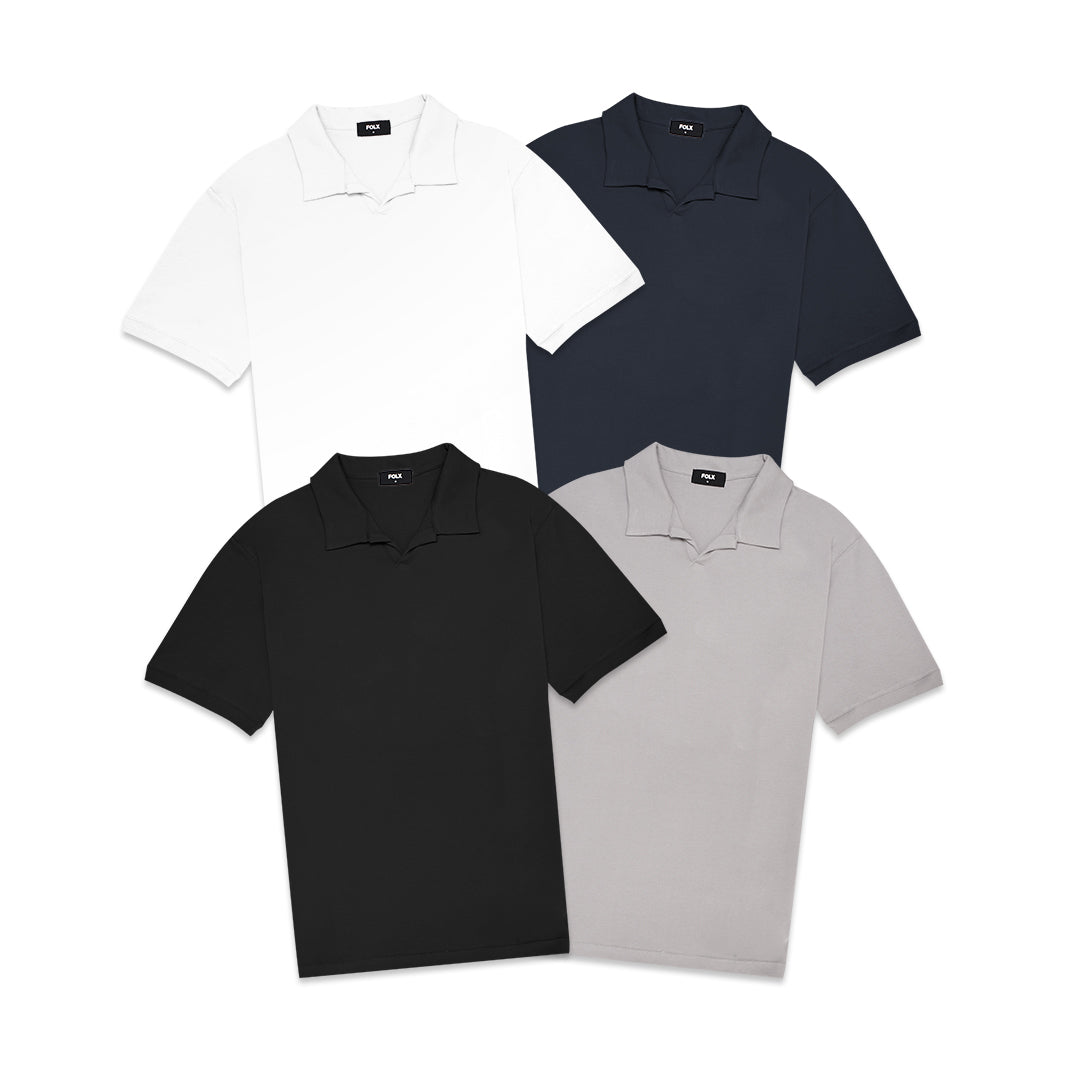 FOLX Open Collar Mercerised Cotton Polo Shirt – SANGKIL