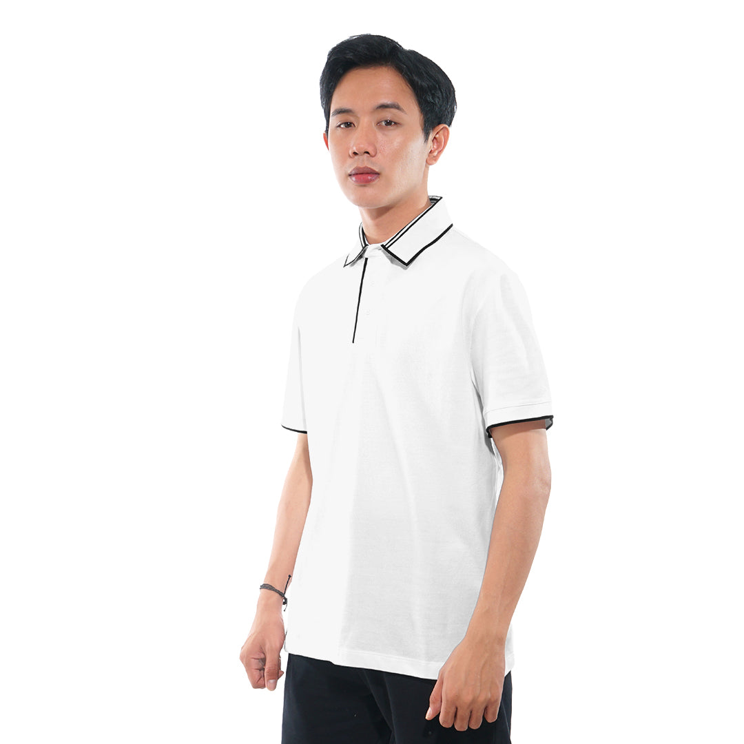 FOLX Stripe Collar Pique Polo Shirt