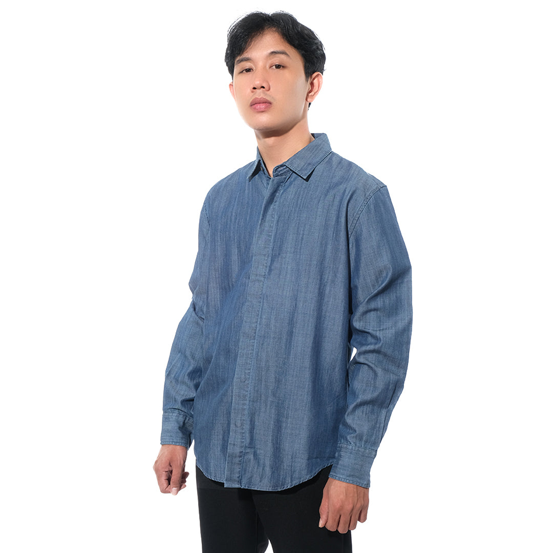 FOLX Cotton Denim Long Sleeve Shirt