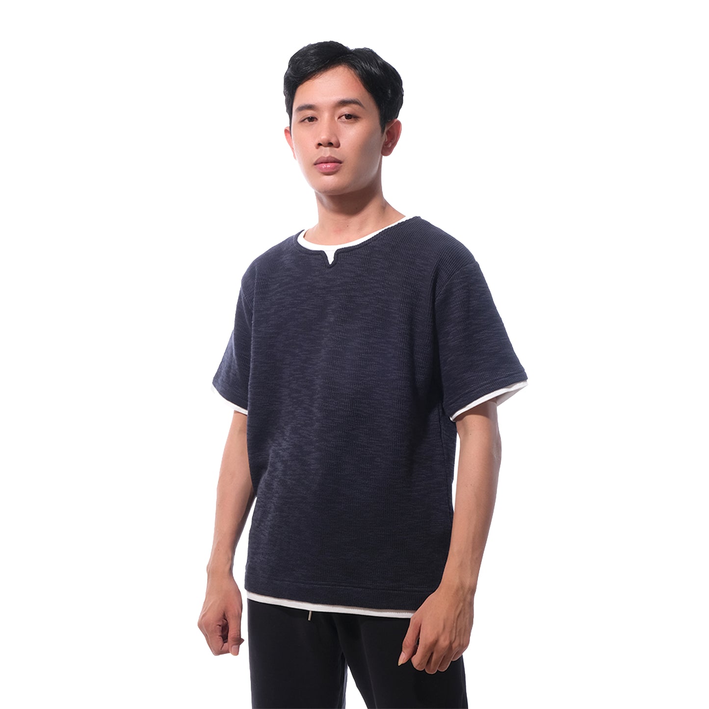 FOLX U Collar Faux Layered T-Shirt