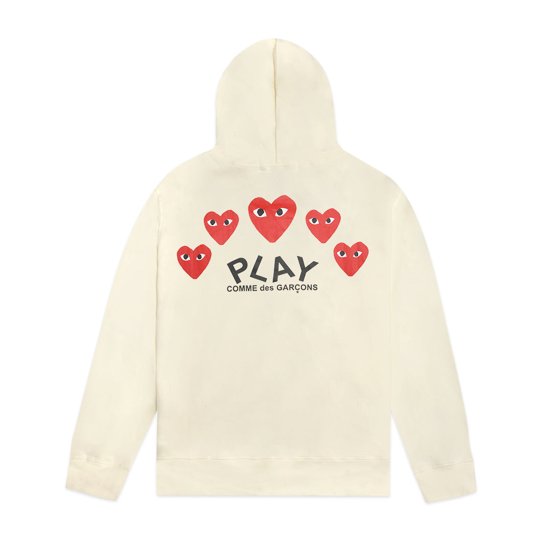 CDG Play Five Heart Print Zip-Up Hoodie