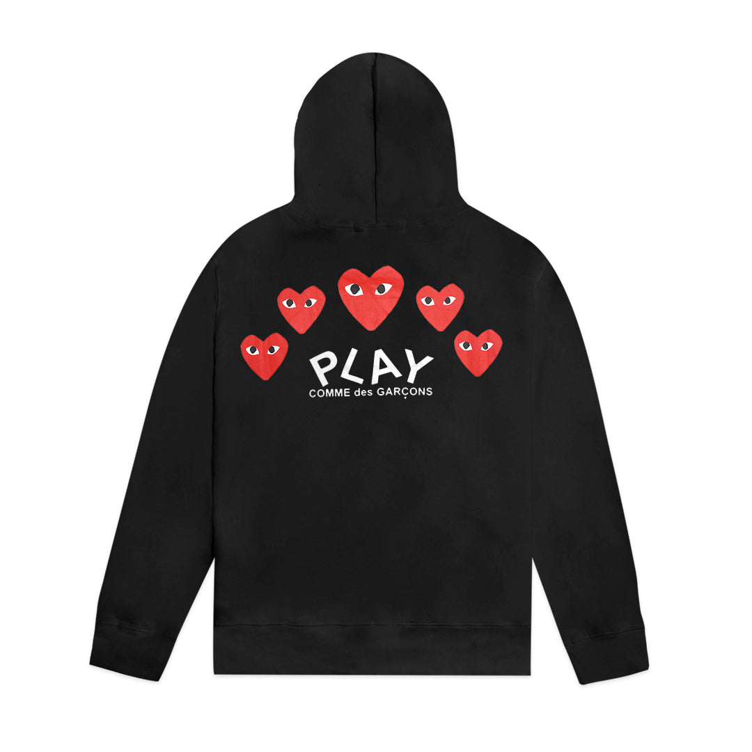 CDG Play Five Heart Print Zip-Up Hoodie