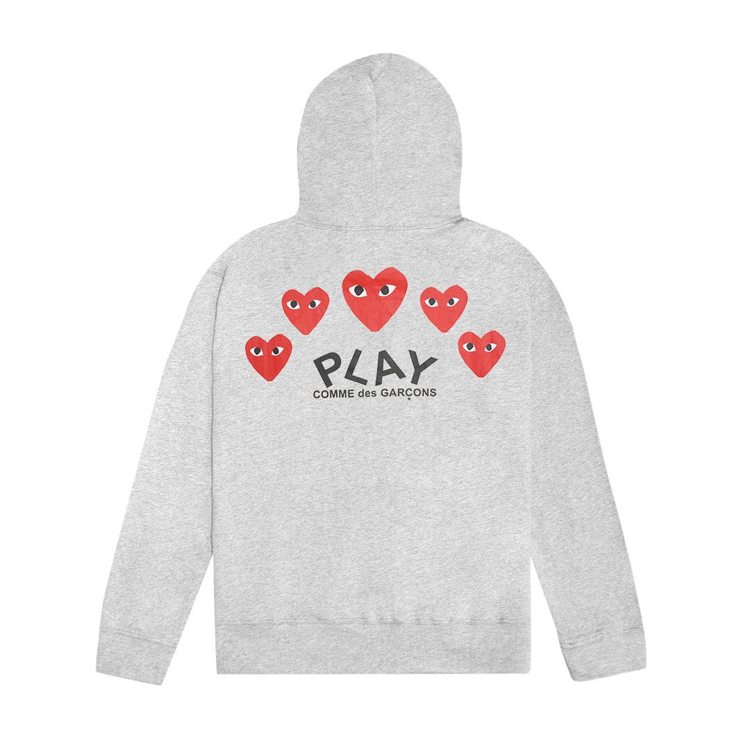 CDG Play Five Heart Print Zip-Up Hoodie