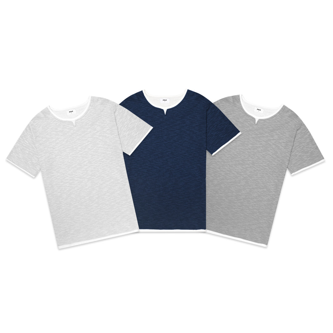 FOLX U Collar Faux Layered T-Shirt
