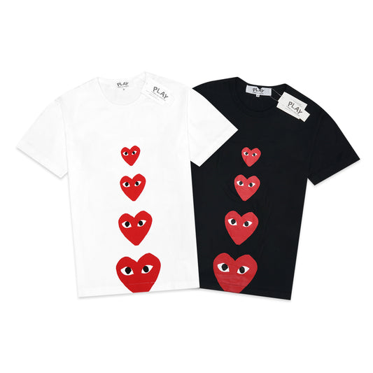 CDG Play Four Vertical Hearts T-Shirt
