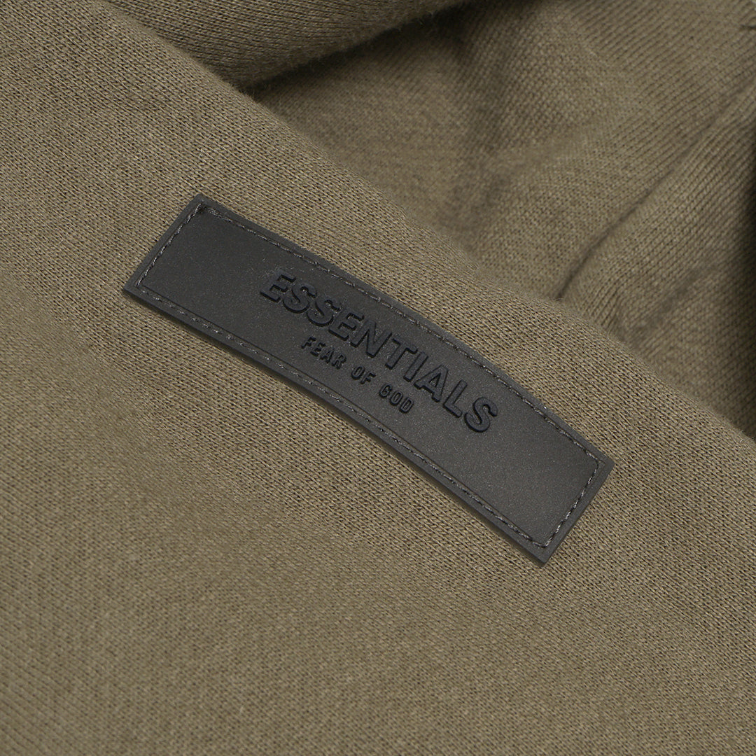 FOG Essentials Back Solid Velvet Text Zip-Up Hoodie