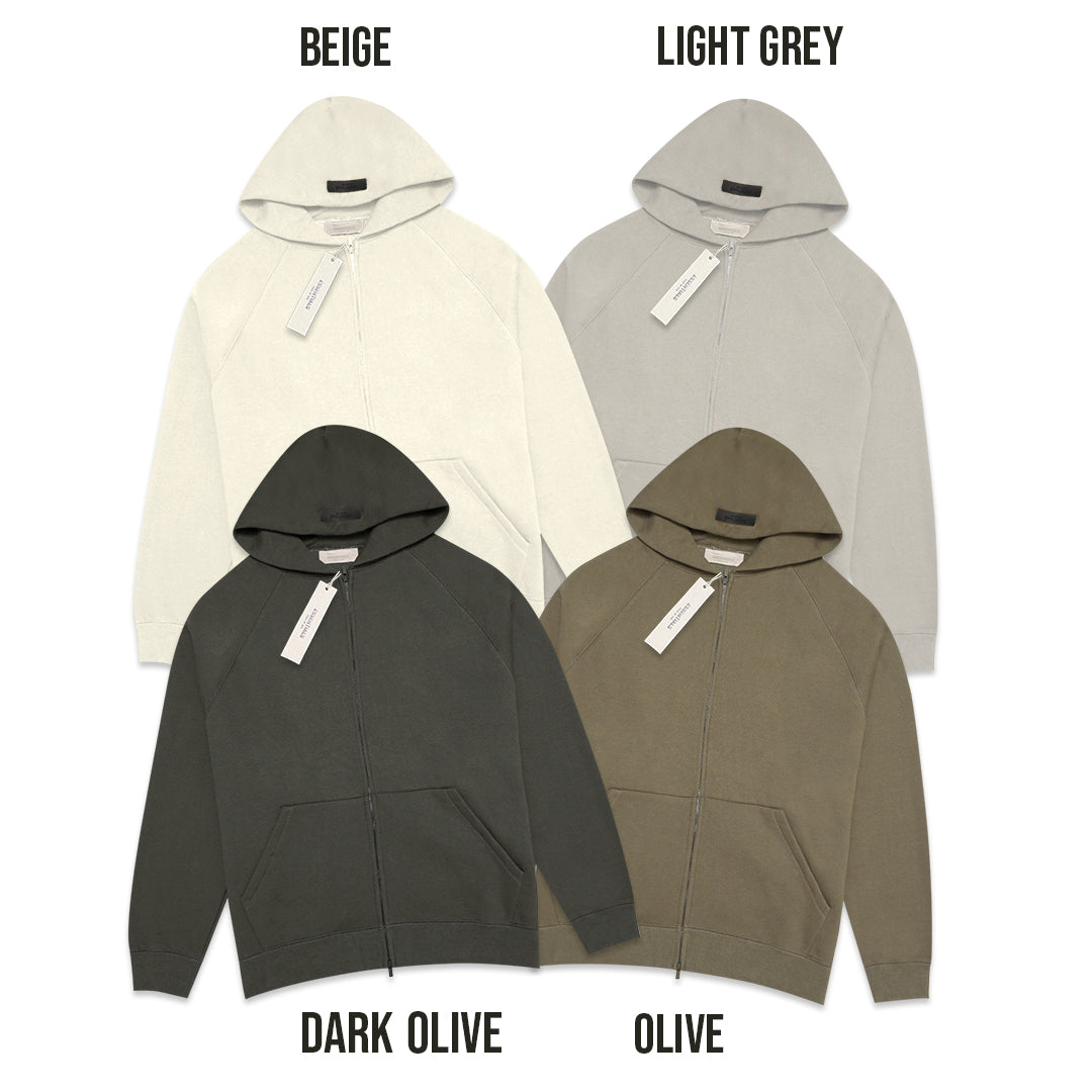 FOG Essentials Back Solid Velvet Text Zip-Up Hoodie