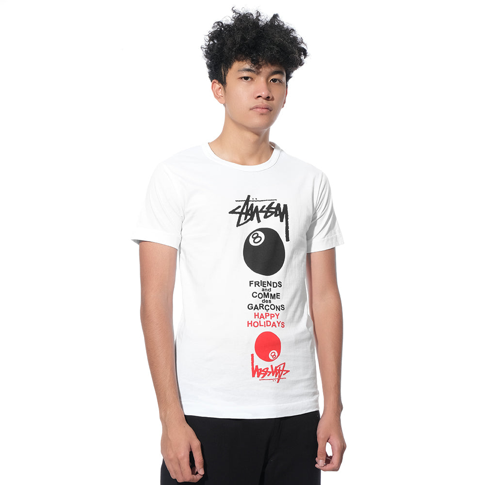 CDG X Stussy Happy Holidays T-Shirt White