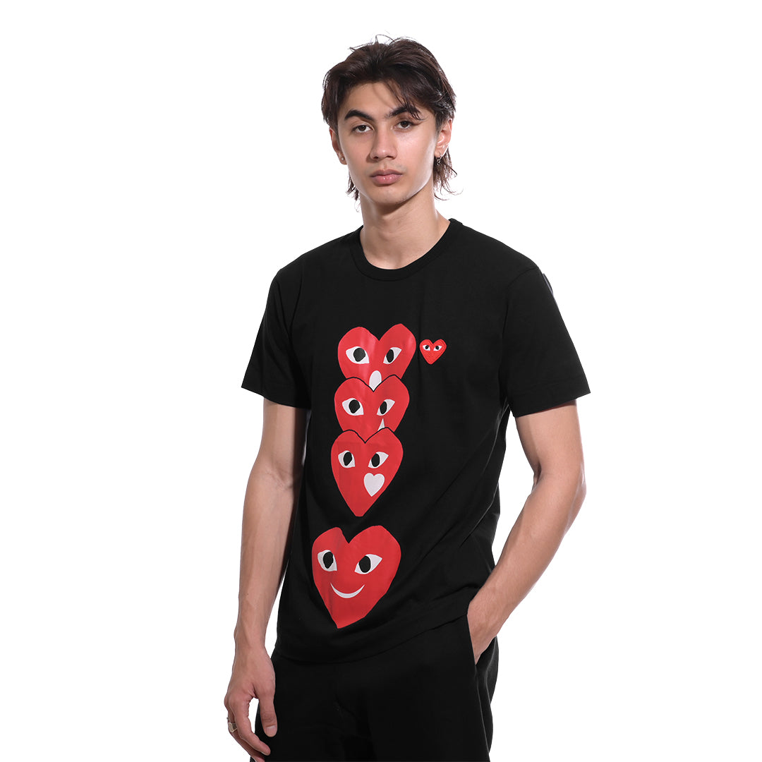 CDG Play Vertical Emoji Hearts T-Shirt