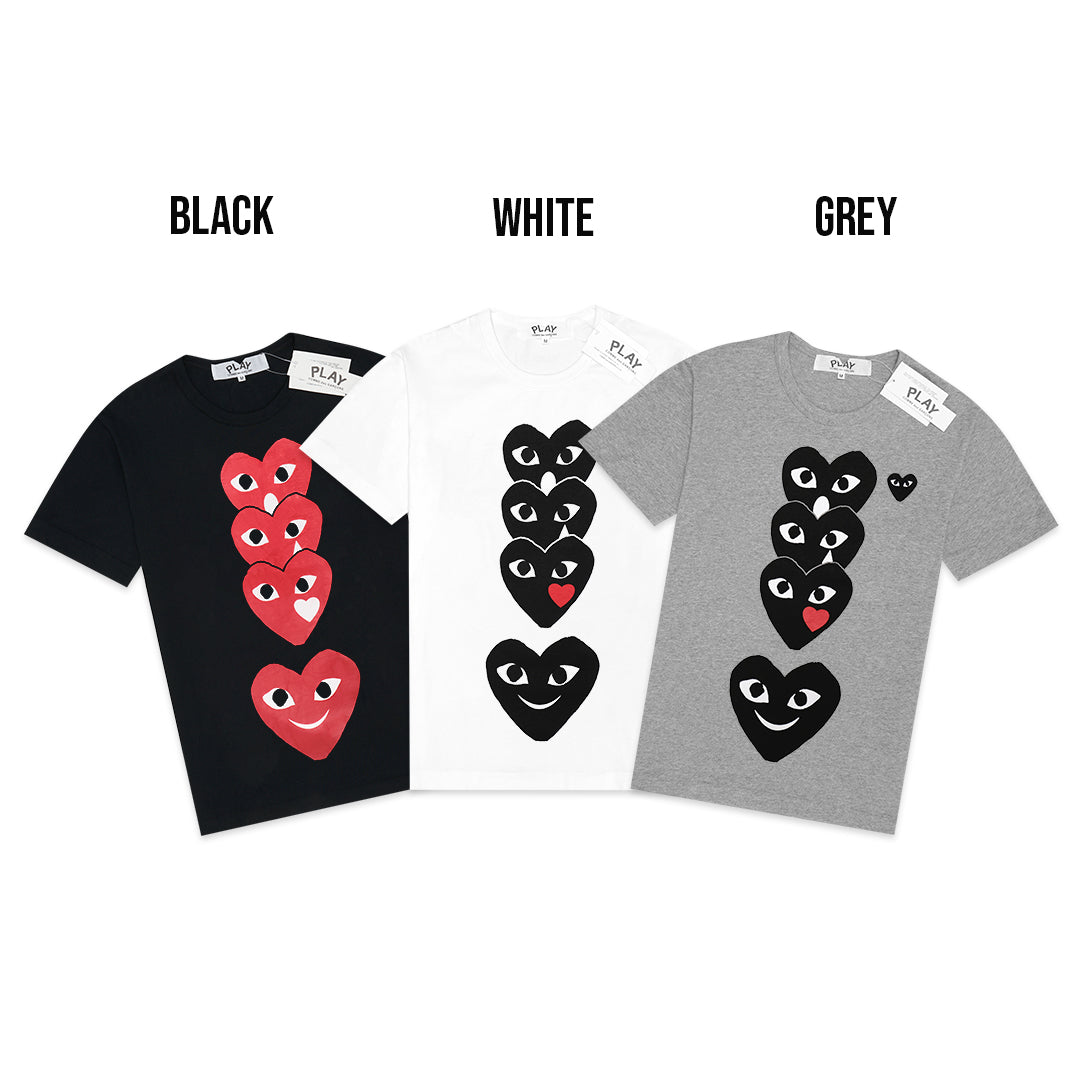 CDG Play Vertical Emoji Hearts T-Shirt