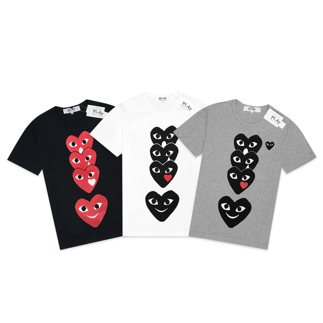 CDG Play Vertical Emoji Hearts T-Shirt