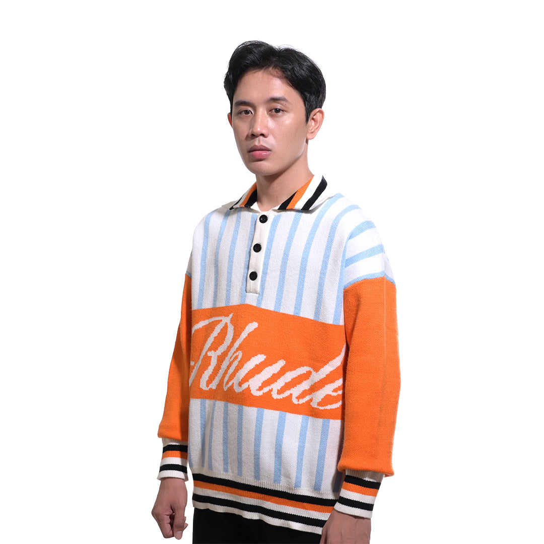 Rhude Amber Knit Rugby Long Polo Sweater