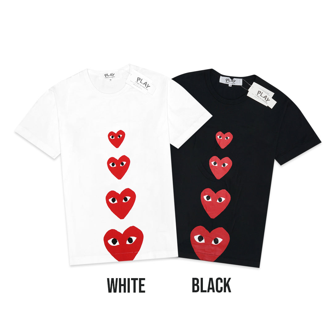 CDG Play Four Vertical Hearts T-Shirt