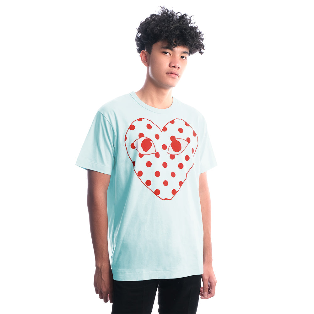 CDG Play Red Heart Polkadot T-Shirt Lime