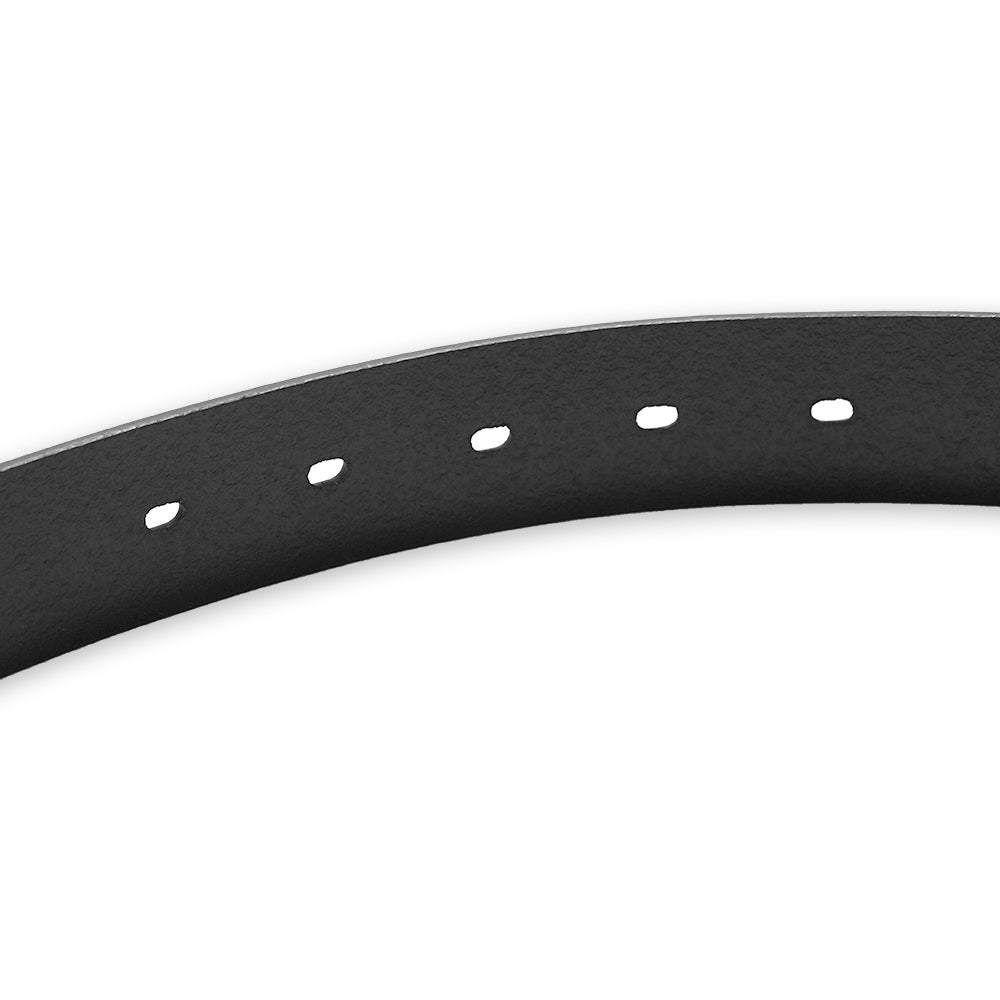LCT Embossed Plate Buckle Leather Belt Black
