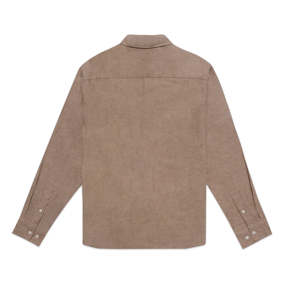 H&M Slim Fit Linen Long Sleeve Shirt Brown
