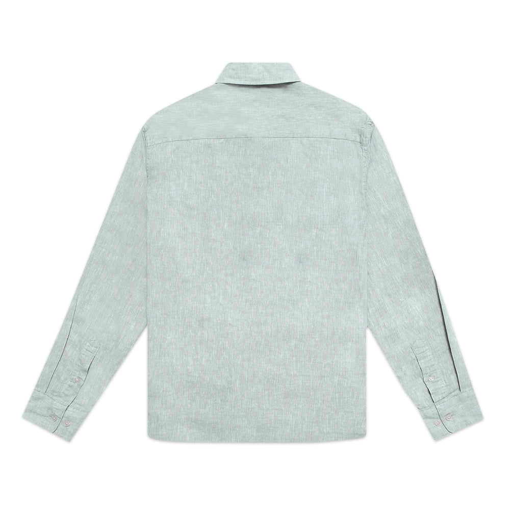 H&M Slim Fit Linen Long Sleeve Shirt Green