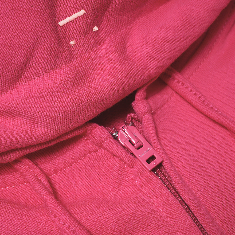 ASD Patch Zip-Up Hoodie Pink
