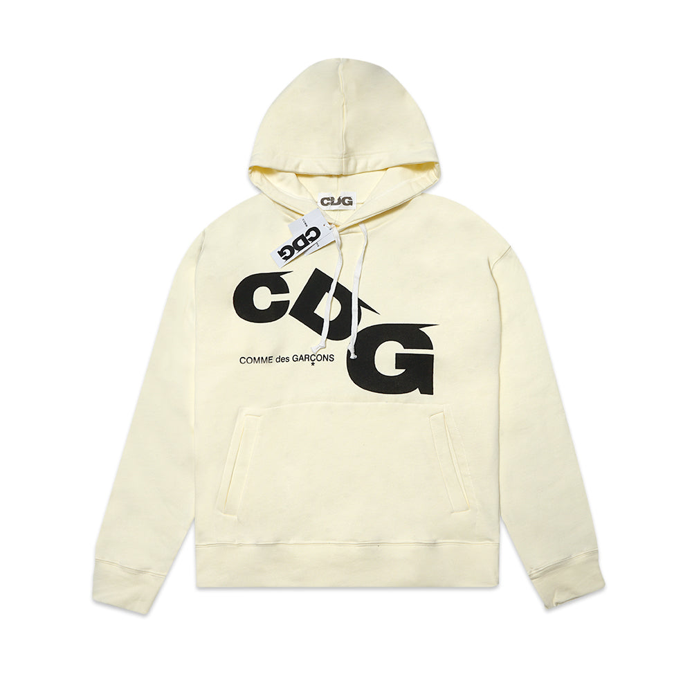 CDG Slanted Text Hoodie Beige