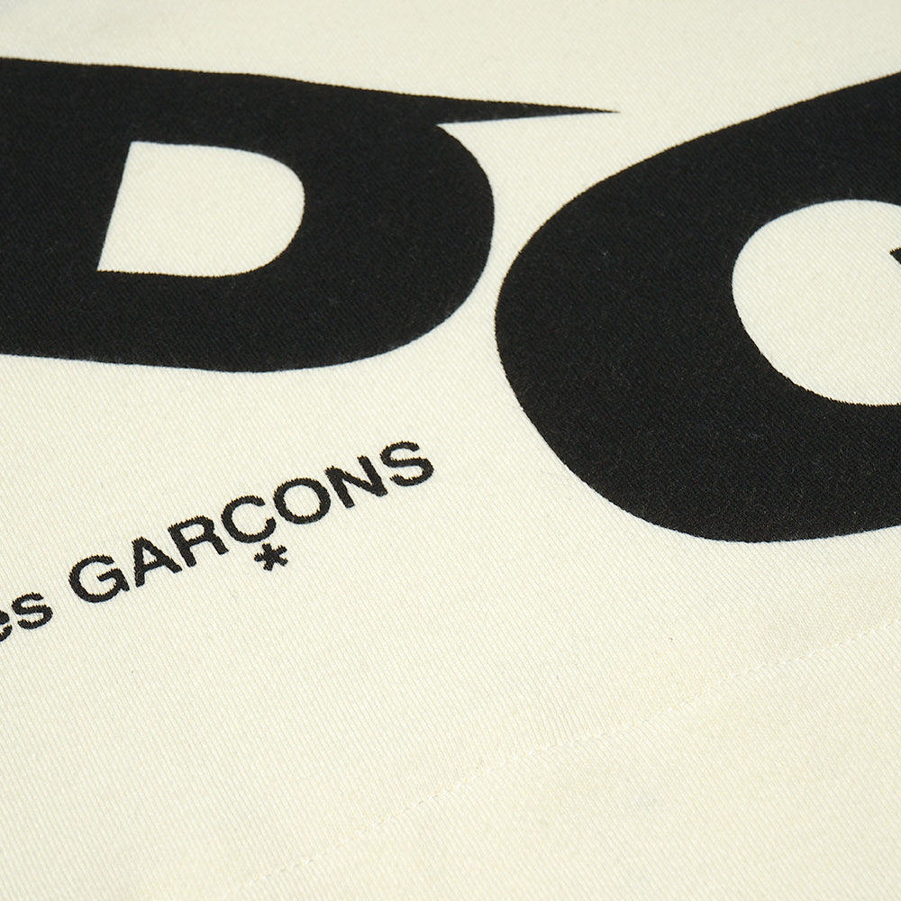 CDG Slanted Text Hoodie Beige
