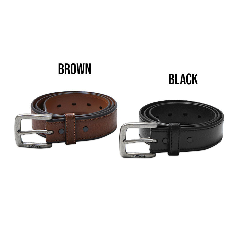LVS Embossed Black Text Leather Belt