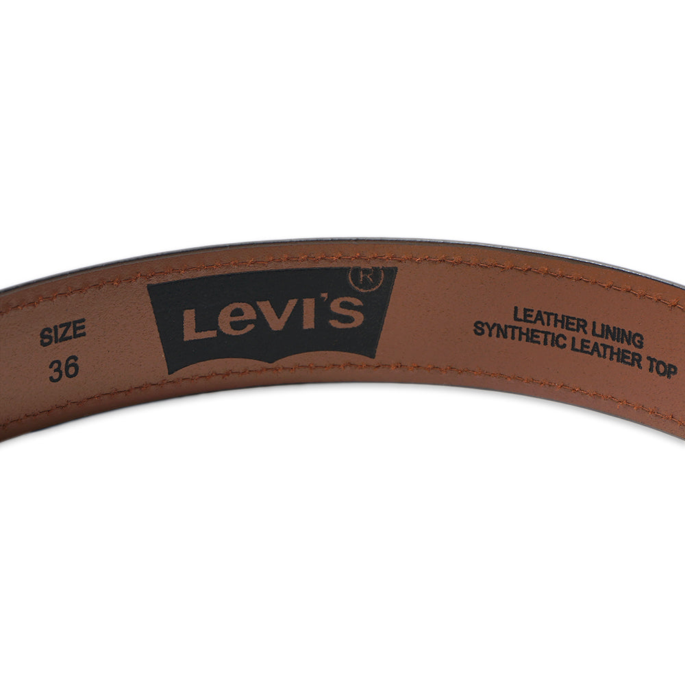 LVS Embossed Black Text Leather Belt