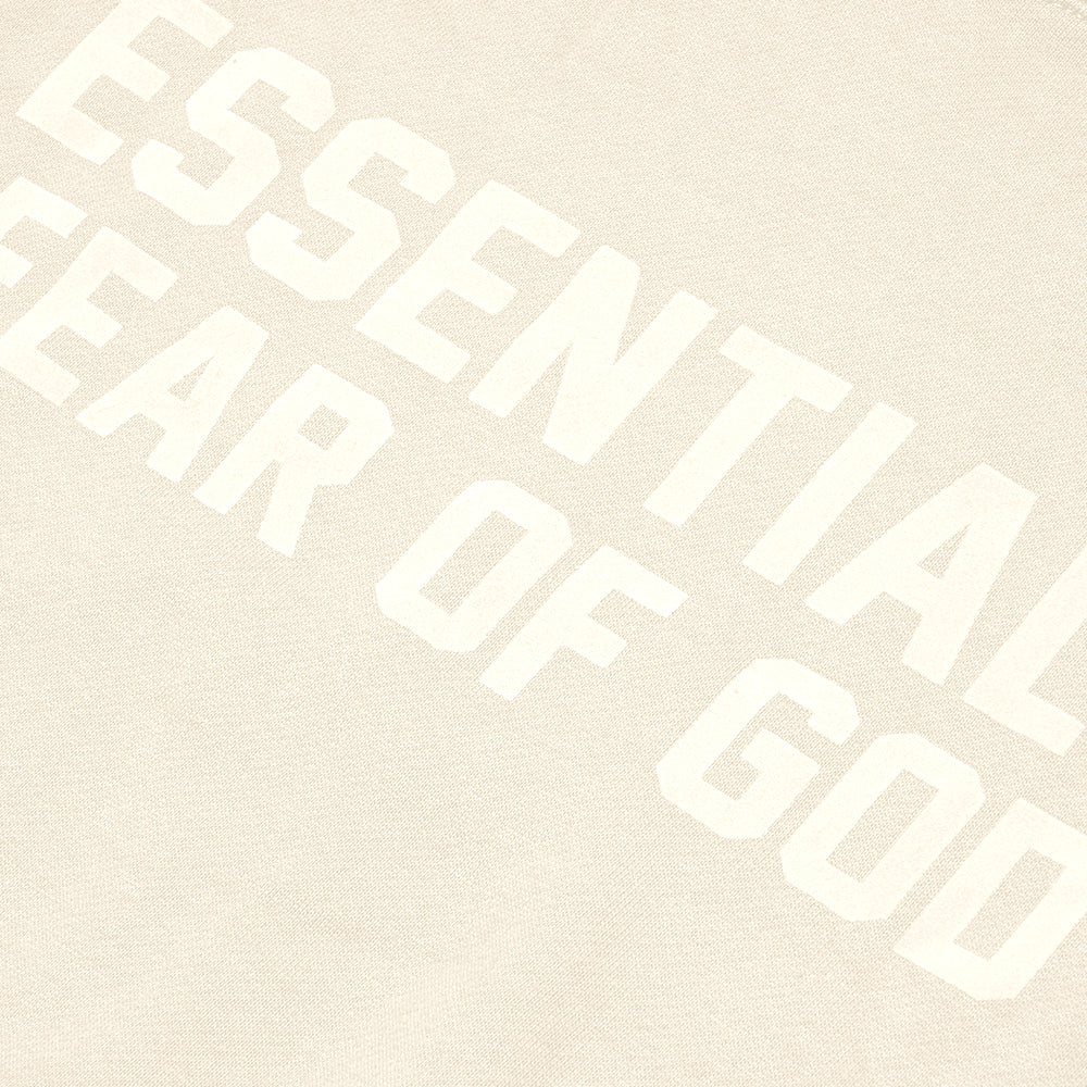 FOG Essentials Center Solid Velvet Text Hoodie Beige