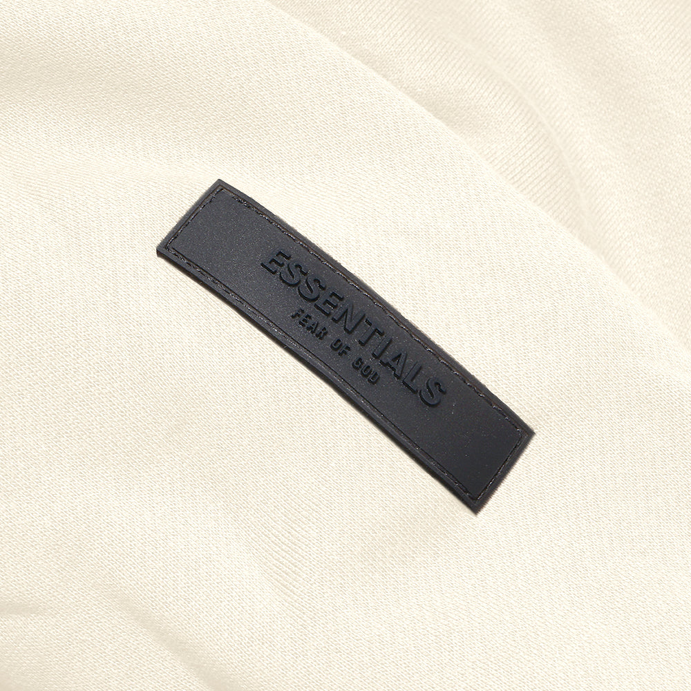 FOG Essentials Center Solid Velvet Text Hoodie Beige