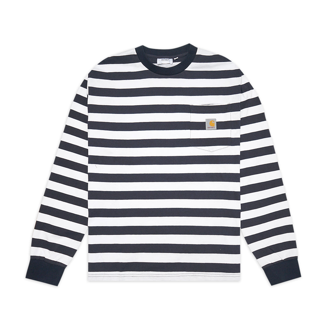 CHT Parker Stripe Pocket Long Sleeve T-Shirt Navy