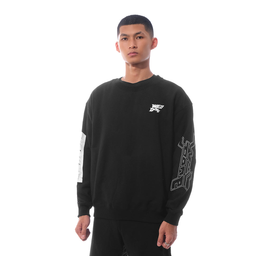 We11done Chest White Text Sweatshirt